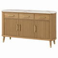Aparador 160 x 45 x 85 cm de madera beige con encimera efecto mármol y almacenaje