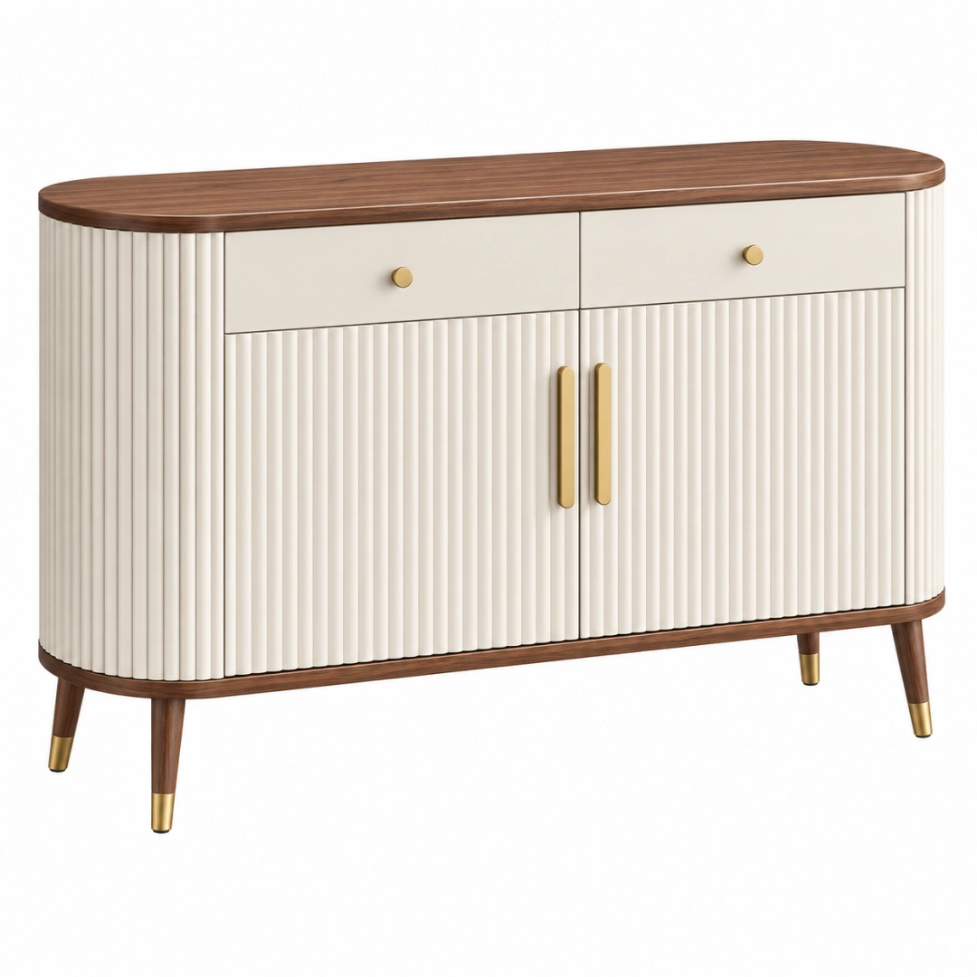 Aparador 120 x 40 x 85 cm de madera marrón y blanco con 2 cajones y 2 puertas