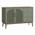 Aparador 120 x 40 x 85 cm verde y madera con 3 cajones estilo retro