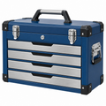 Caja de herramientas 50 x 25 x 36 cm de metal azul con 4 cajones y asa portátil