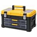 Caja de herramientas 50 x 30 x 30 cm de plástico negro y amarillo con cajones organizadores