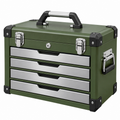 Caja de herramientas 45 x 25 x 35 cm de acero verde con 4 cajones portátil