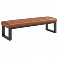 Banco 150 x 40 x 45 cm tapizado marrón con estructura de metal negro estilo industrial