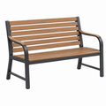 Banco de jardín 120 x 60 x 85 cm de madera y metal marrón negro con reposabrazos