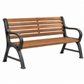 Banco de jardín 150 x 65 x 85 cm de madera y metal marrón y negro con reposabrazos