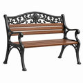 Banco de jardín 125 x 60 x 85 cm de madera y metal negro marrón - estilo clásico ornamental