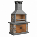 Barbacoa de obra 160 x 75 x 250 cm de piedra gris con parrilla regulable para exterior